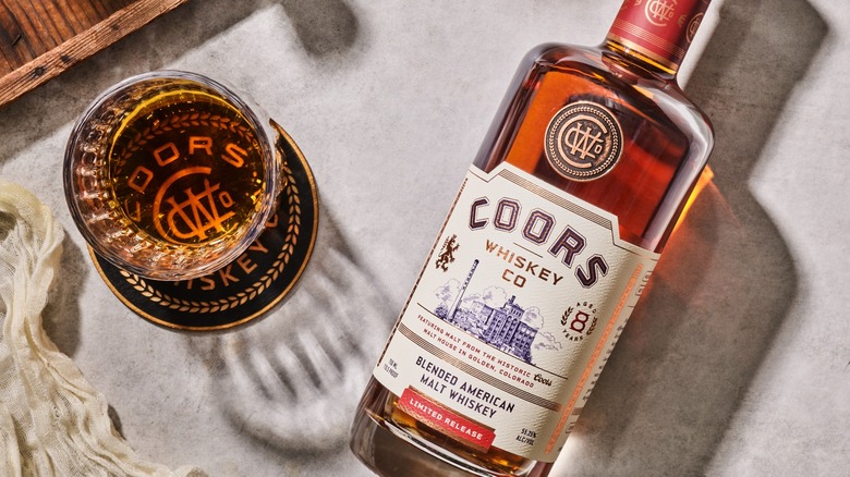 Bottle of Coors Whiskey Co. American Blended Malt Whiskey