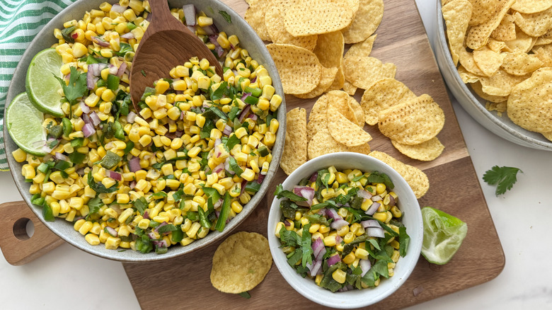large and small bowl of salsa