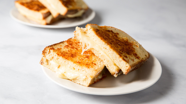 grilled cheese served on table