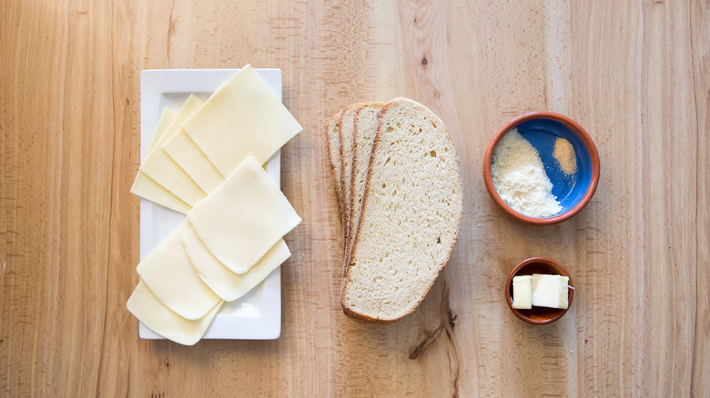 grilled cheese ingredients on table
