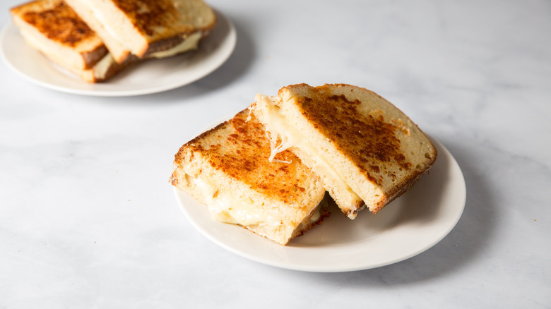 grilled cheese served on table