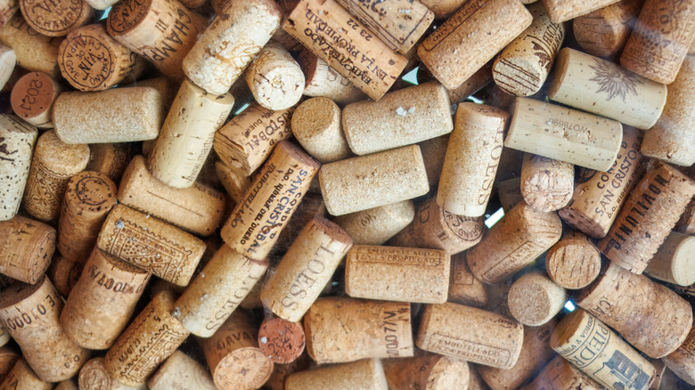 Pile of discarded wine corks.