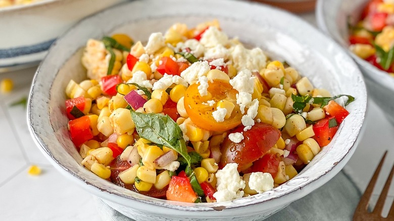corn salad in bowl 