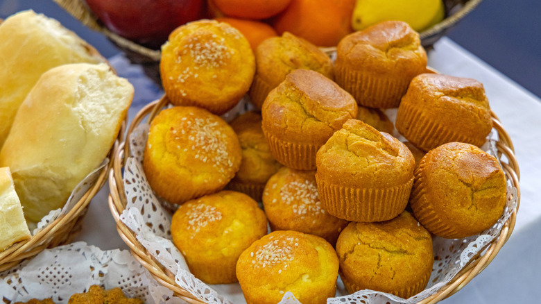 bowl of cornbread muffins