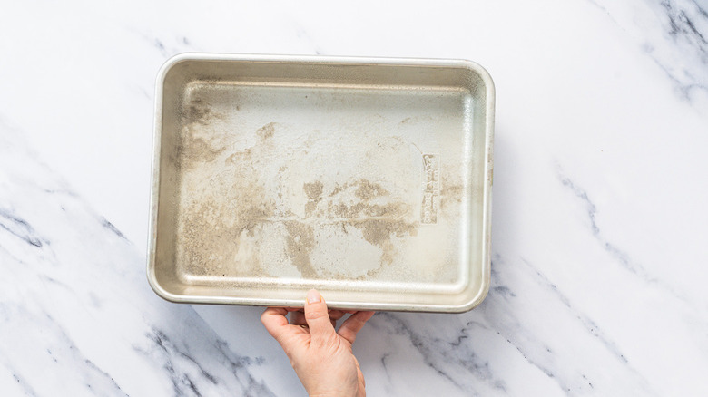 Buttered baking dish.