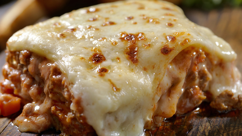 lasagna portion on board