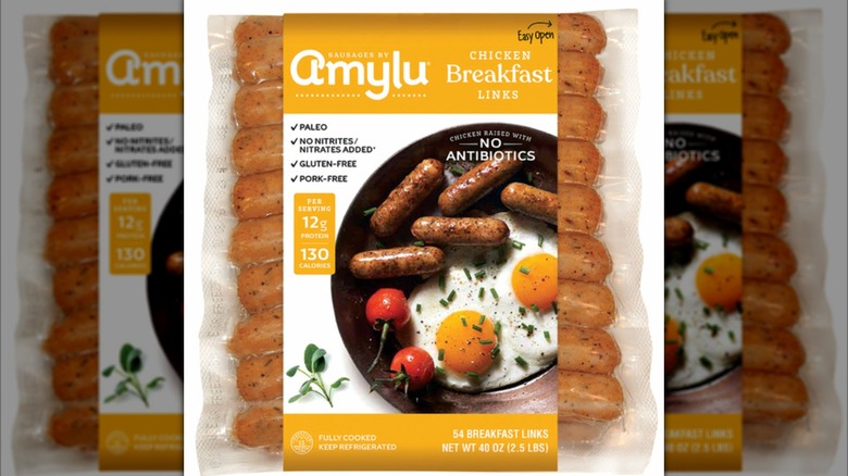 Close-up of Amylu Chicken Breakfast Sausage Links