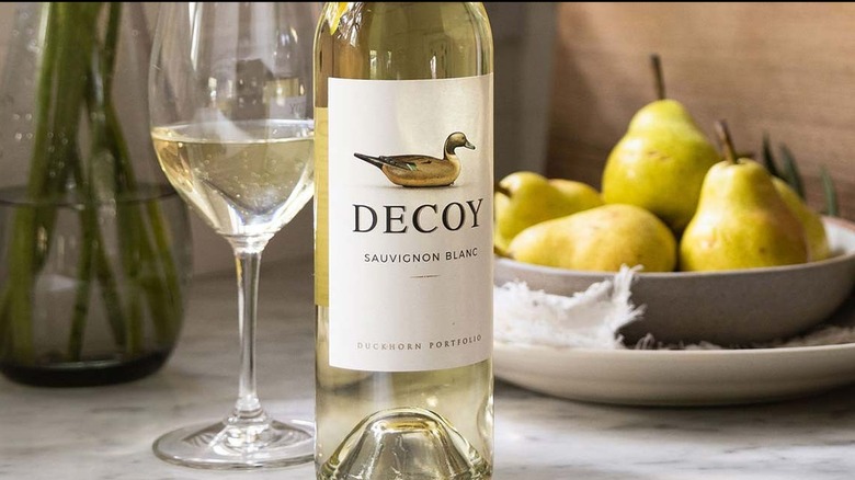 Bottle of Decoy sauvignon blanc with pears