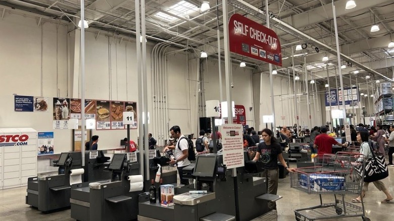 Checkout area at Costco store in Sunnyvale, California
