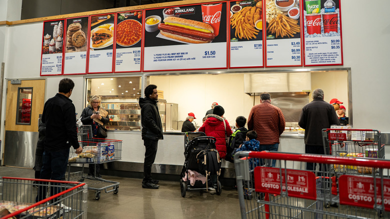 People queued up at the Costco food court.