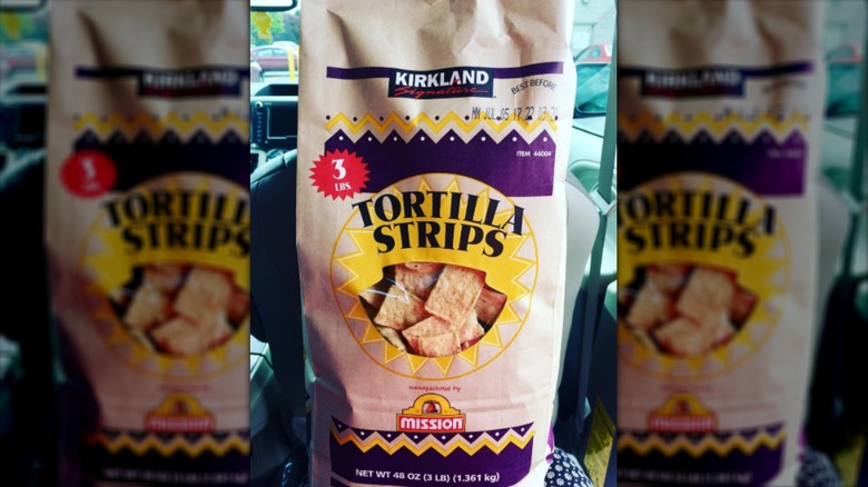 A bag of Kirkland Signature's tortilla strips