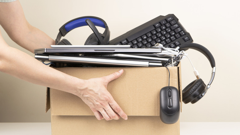 box of outdated electronics