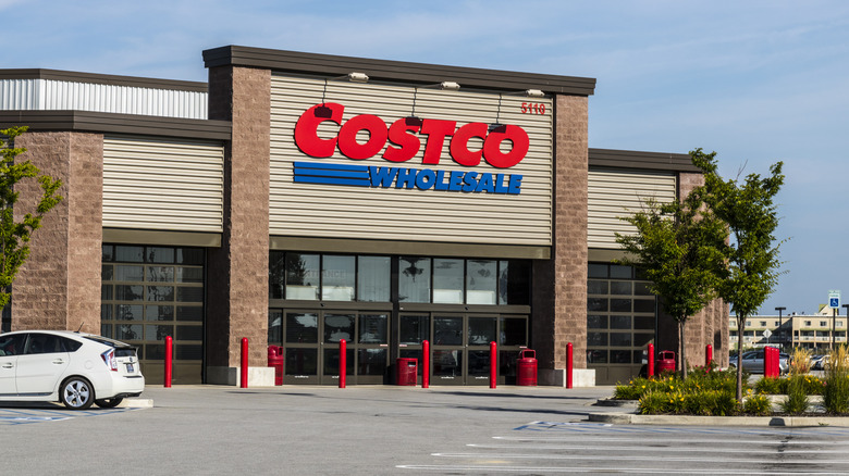 Costco Wholesale exterior sign and parking lot