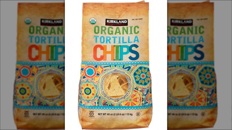 Colorful bag of Kirkland organic tortilla chips
