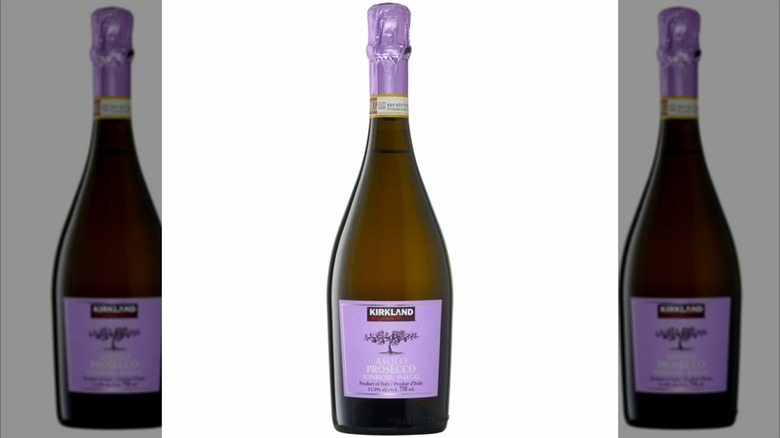 Kirkland Signature Prosecco bottle in a purple packaging