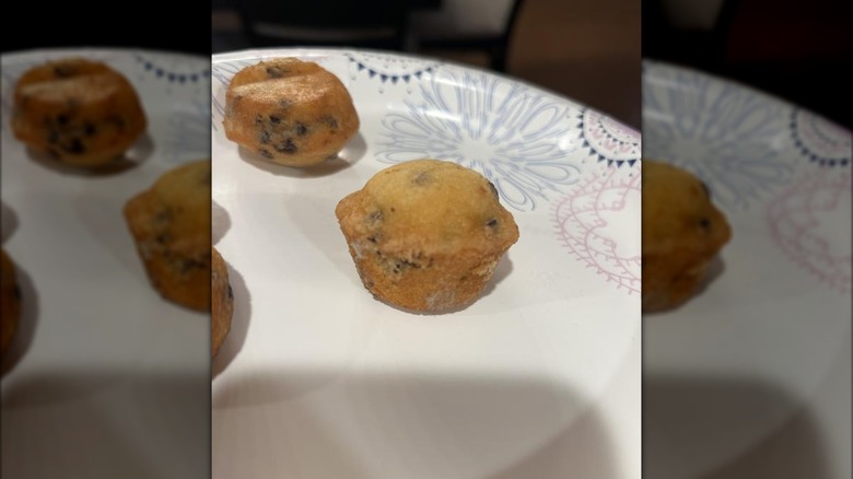 Mini Costco muffin bites with mold on a plate