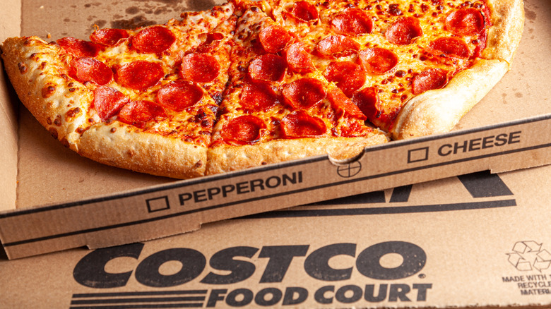 Costco pizza with to go box