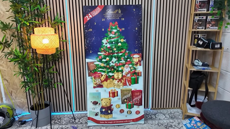 A 2024 Lindt Giant Advent Calendar displayed in a living room