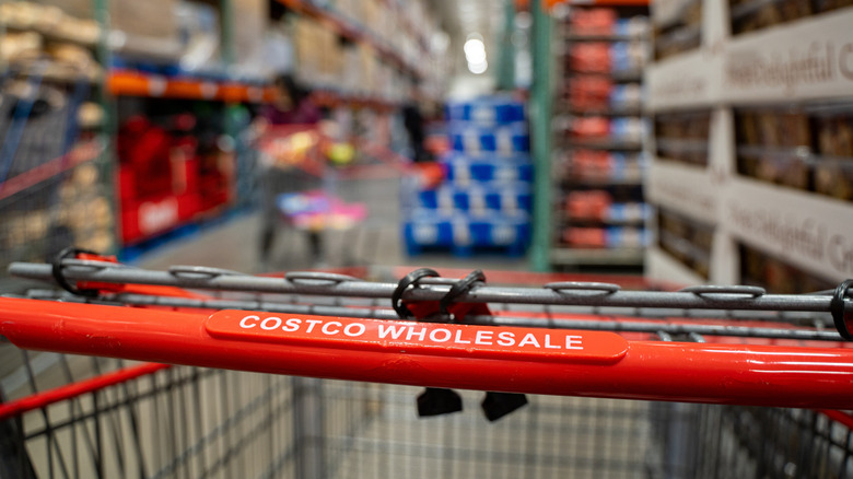 Shopping cart handle at Costco warehouse