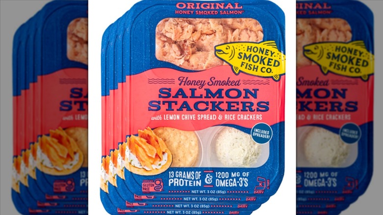 Packs of Honey Smoked Fish Salmon Stackers