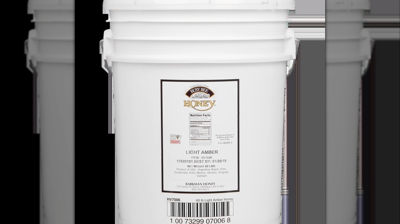 Costco bucket of busy bee honey