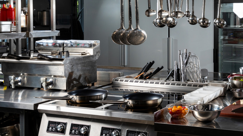 kitchen with stainless steel cookware