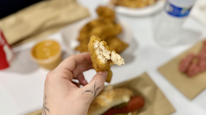 Bite taken out of chicken strip