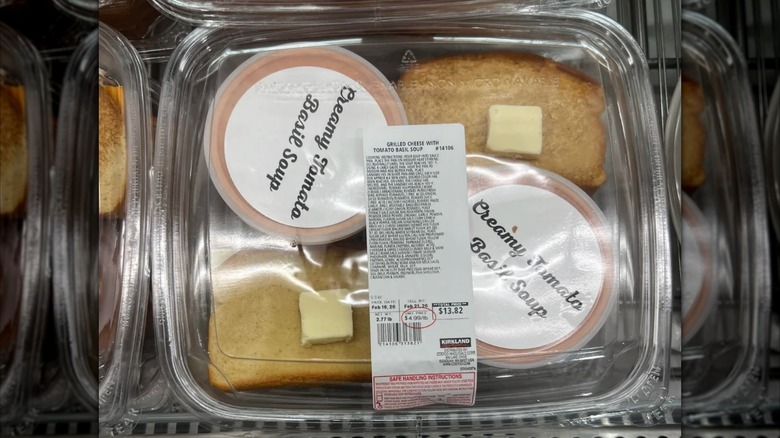 Costco tomato soup and grilled cheese meal