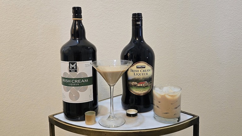 Member's Mark Irish Cream and Kirkland Signature Irish Cream with martini and cocktail