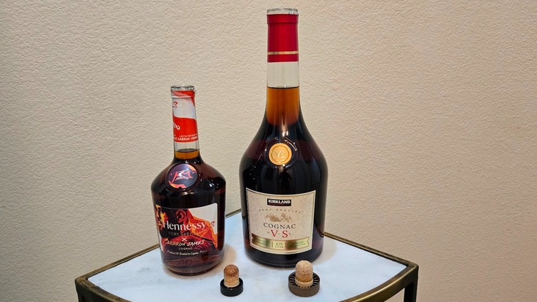 Hennessy VS bottle and Kirkland Signature VS bottle