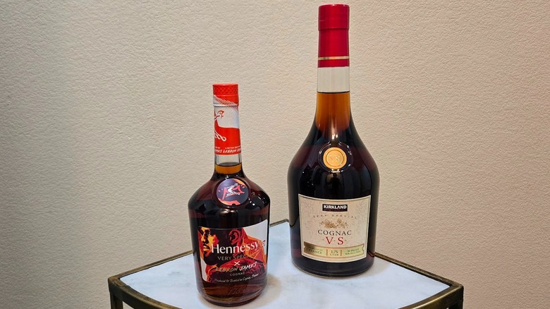 Hennessy VS bottle and Kirkland Signature VS bottle