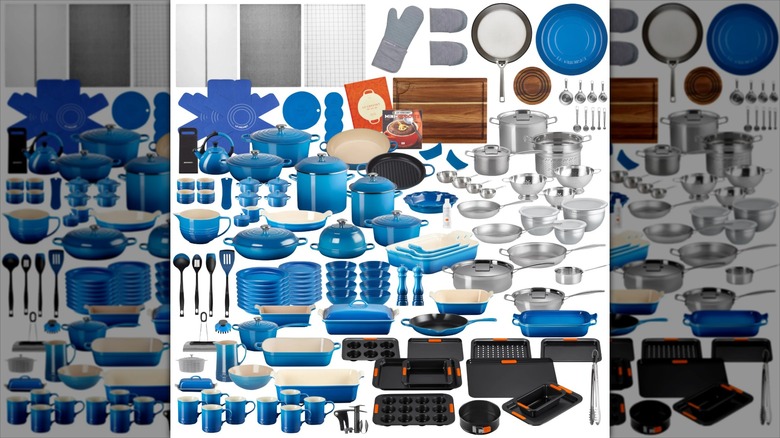 Le Creuset 166-piece ultimate cookware set in blue