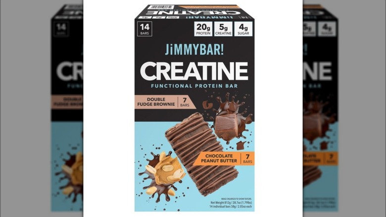 Black box of JiMMYBAR Creatine Functional Protein Bars from Costco on white background