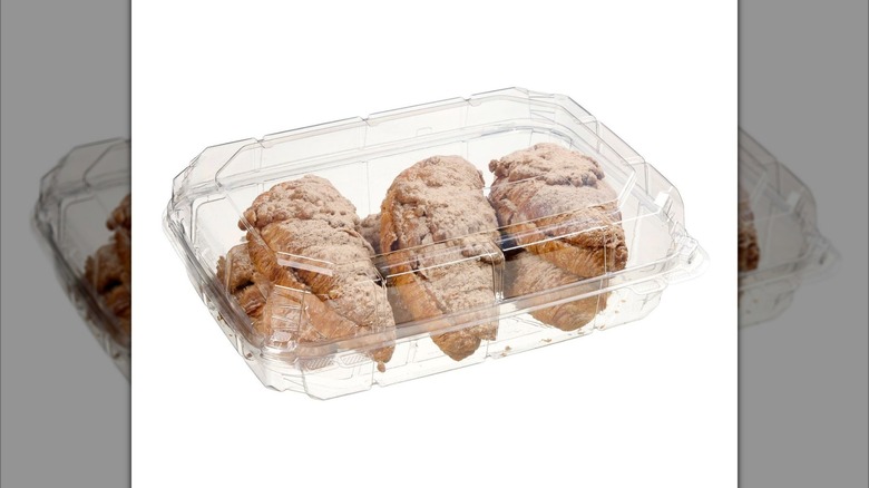 Plastic box of Twice-Baked Cinnamon Filled Croissants from Costco