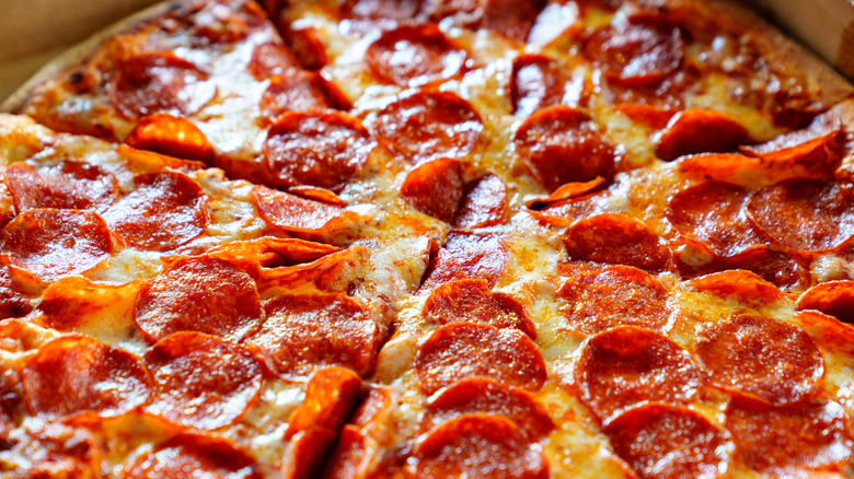 Close-up of pepperoni pizza