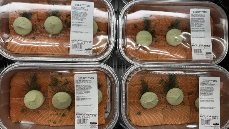 Kirkland Signature Salmon Milano with Basil Pesto Butter at Costco
