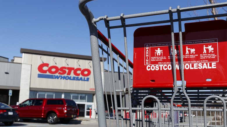 Costco shopping cart in store's parking lot