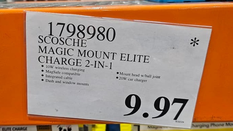 Costco price tag for Scosche Magic Mount Elite with an asterisk at the top right corner