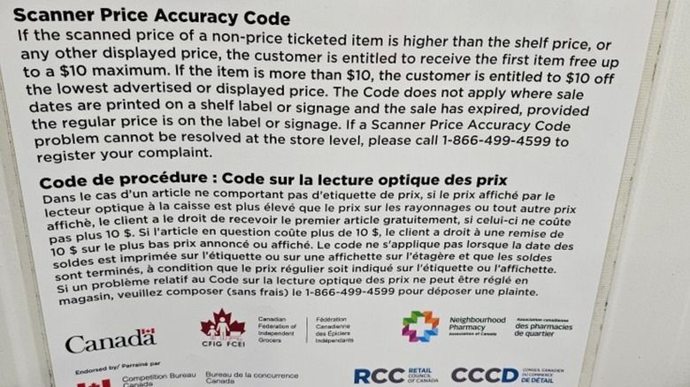 Scanner Price Accuracy Code signage at Costco