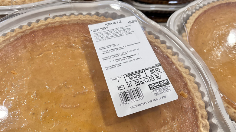 Close-up of the best-by date of pumpkin pie