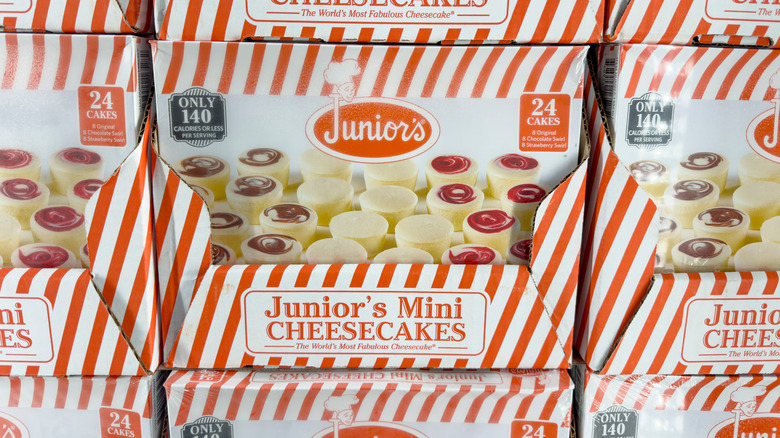 box of Junior's mini cheesecakes