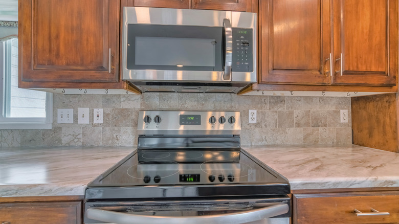 Kitchen microwave and stove