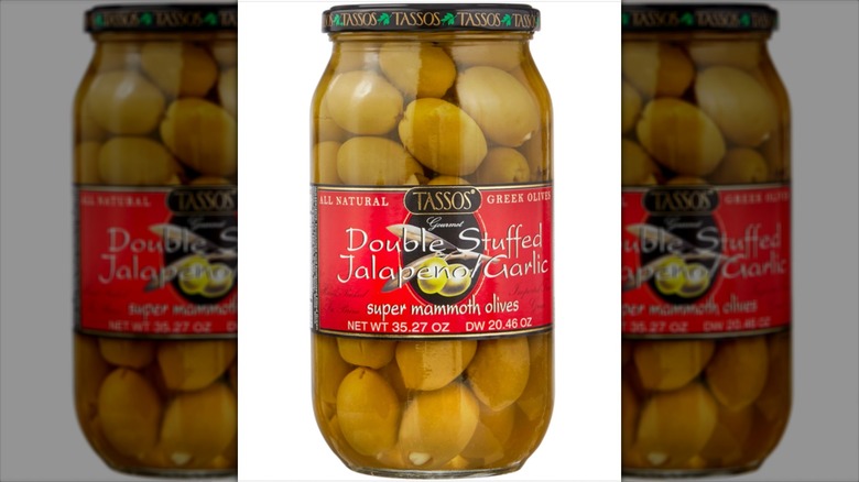 Jar of Costco's Garlic And Jalapeño Olives