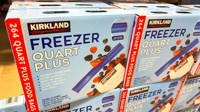 Boxes of Kirkland freezer bags