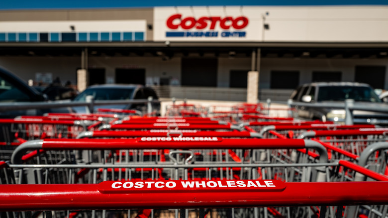 Costco shopping carts outside of store