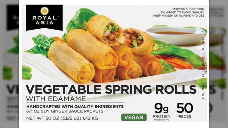 Box of Royal Asia Vegetable Spring Rolls on white background