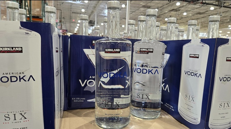 Bottle of Kirkland Signature American Vodka at Costco
