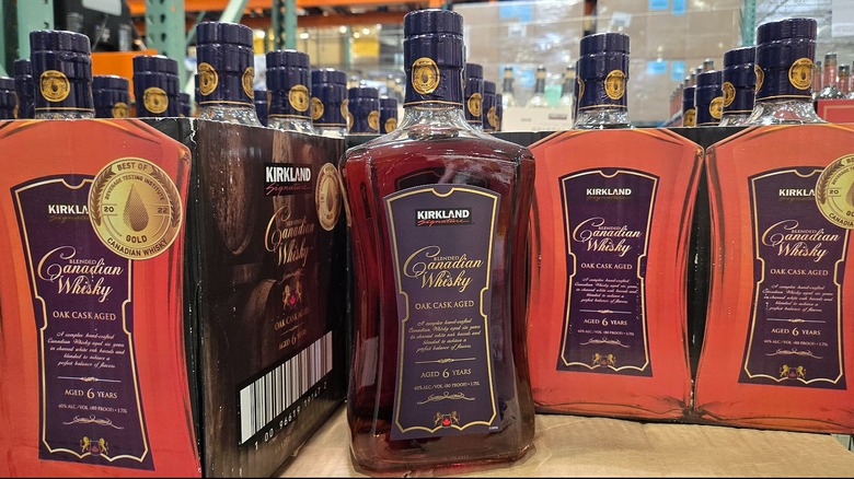 Kirkland Signature Canadian Whisky bottles and boxes