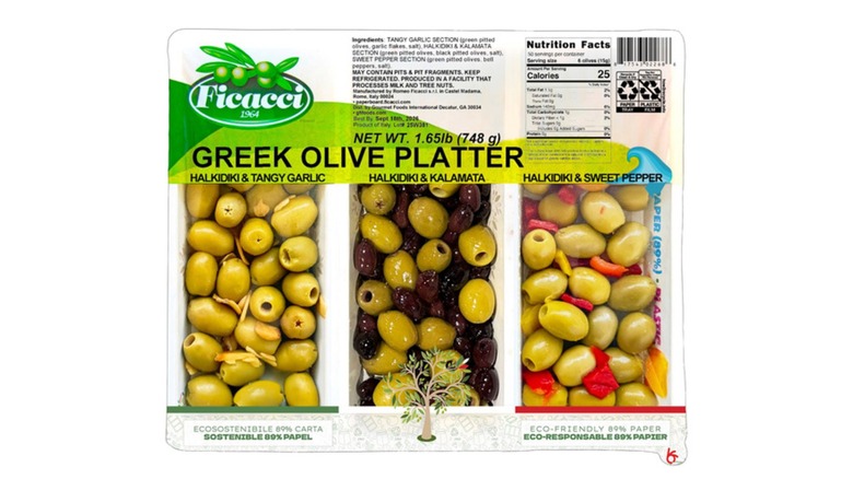 The Ficacci Greek Olive Platter containing three varieties of Greek olives