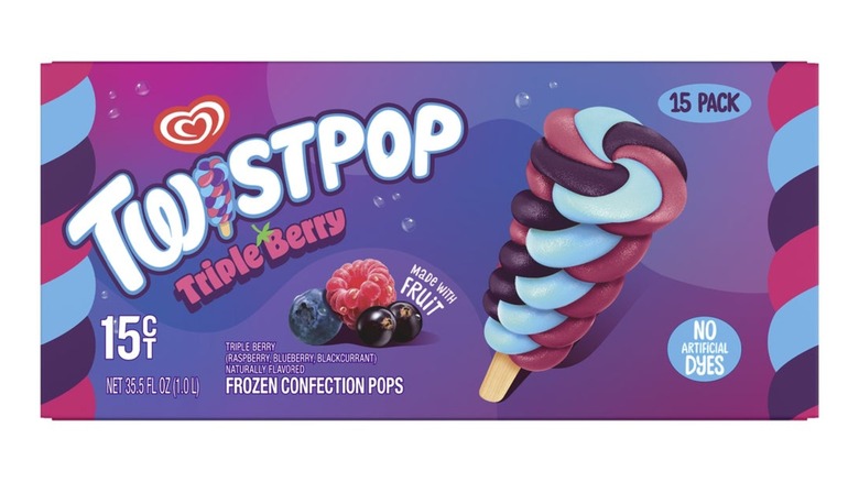 A purple box of TwistPop Triple Berry Frozen Confection Pops